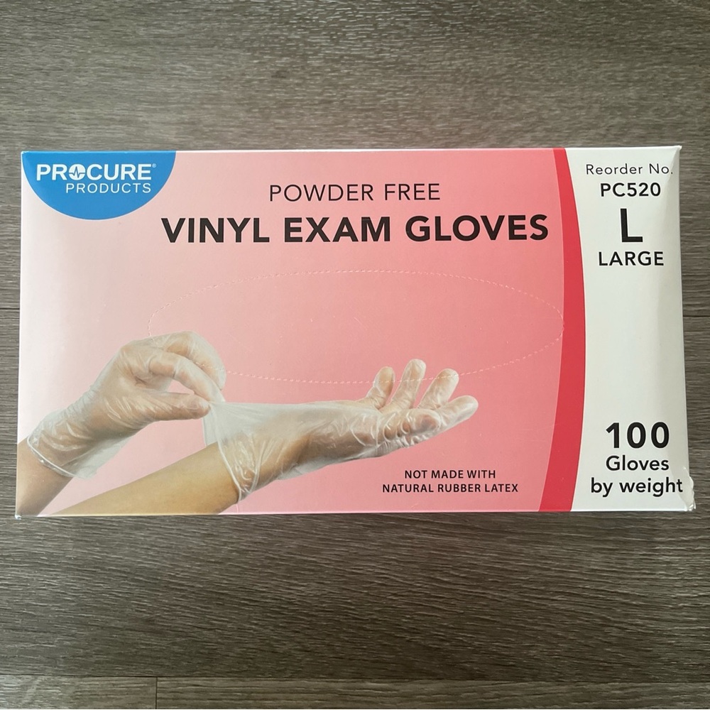 ProCure Vinyl Exam Gloves Powder Free Latex Free 100 Ct. Size Large